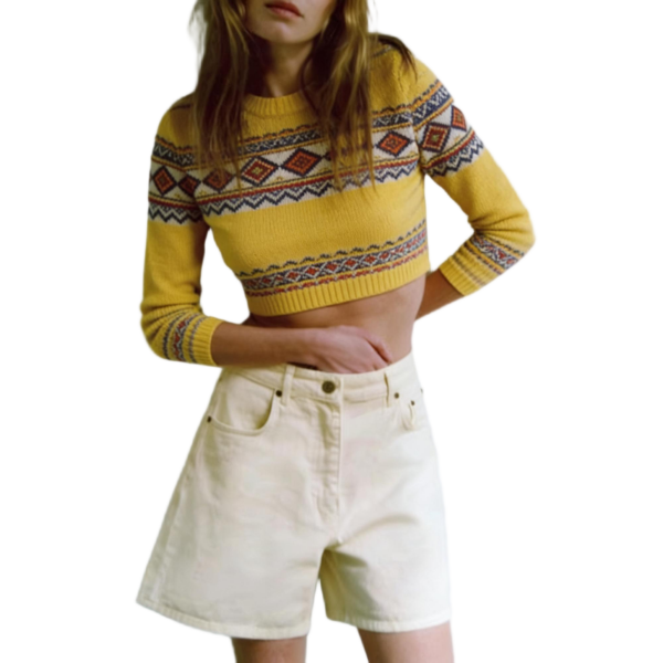 Striped Colorful Round Neck Knit Sweater (Women)