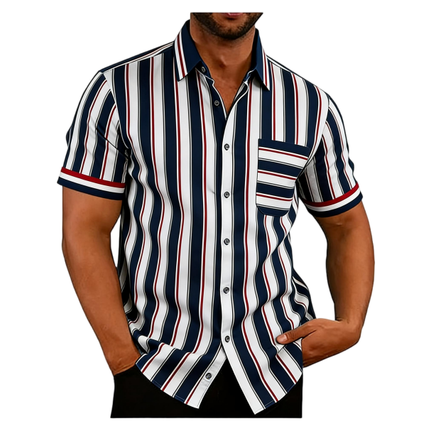 Casual Loose Men's Linen Shirt with Chest Pocket