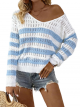 Women's Cutout Thin Knit Sweater - V-Neck Solid