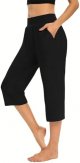 Capri Pants for Women 2024 Casual Capris Leggings Summer Loose High Waist Wide Leg Yoga Pant with Pocket Lounge Wear