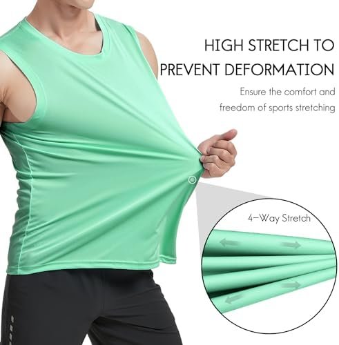 Men's Workout Tank Top Dry Fit UPF 50 Sleeveless Muscle Tee Shirts for Swim, Running, Hiking, Beach