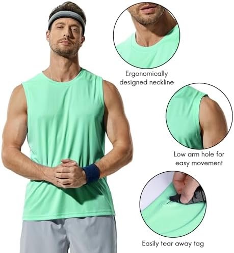 Men's Workout Tank Top Dry Fit UPF 50 Sleeveless Muscle Tee Shirts for Swim, Running, Hiking, Beach