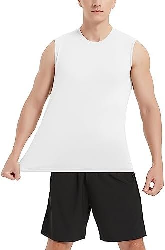 Men's Tank Top Cotton Muscle Workout Gym Shirts Moisture Wicking Lightweight Summer Casual Sleeveless Shirts